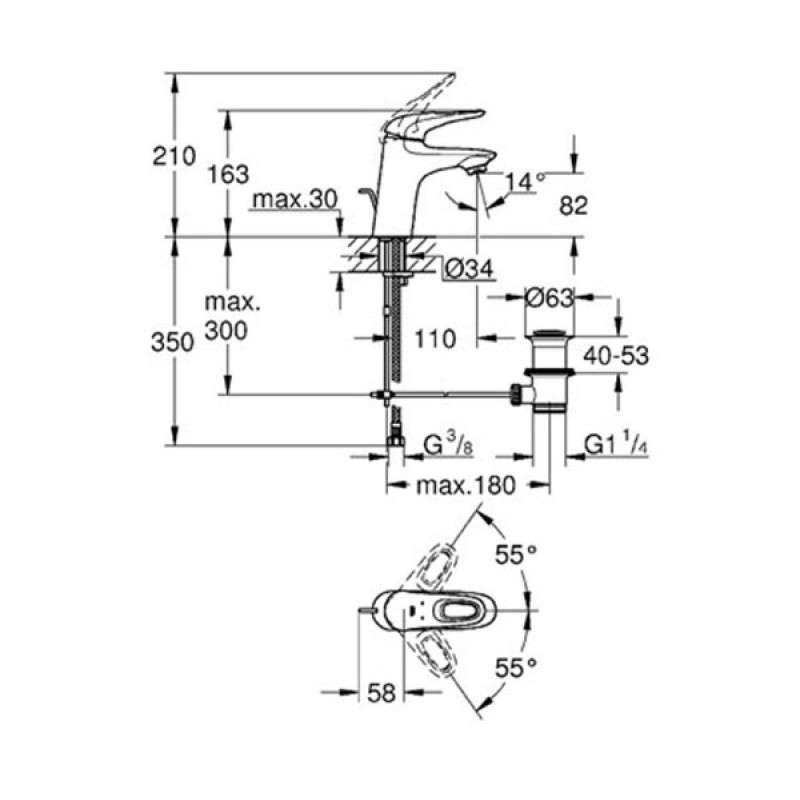 Grohe Змішувач для умивальника Eurostyle (33558003)