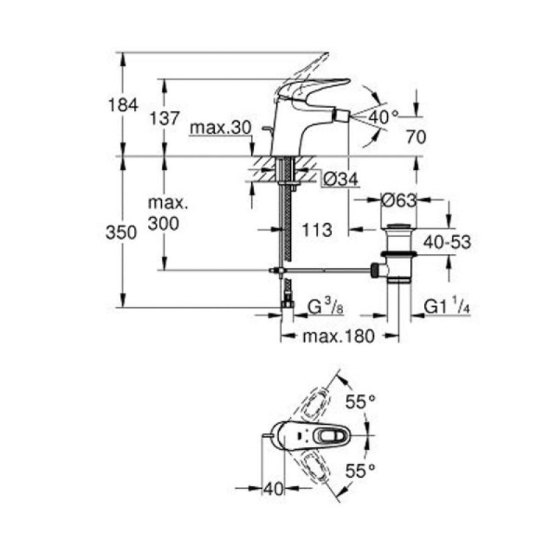Grohe Змішувач для біде Eurostyle S-size (33565003)