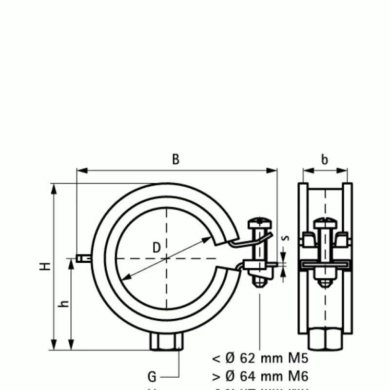 Walraven Хомут с резиновым вкладышем BIS KSB1 epdm M8 D 59-62 мм 3363062