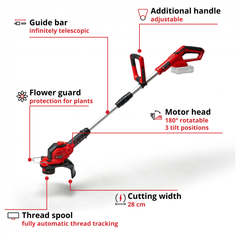 Einhell Акумуляторний тример GE-CT 18/28 Li - Solo, без акб (3411242)