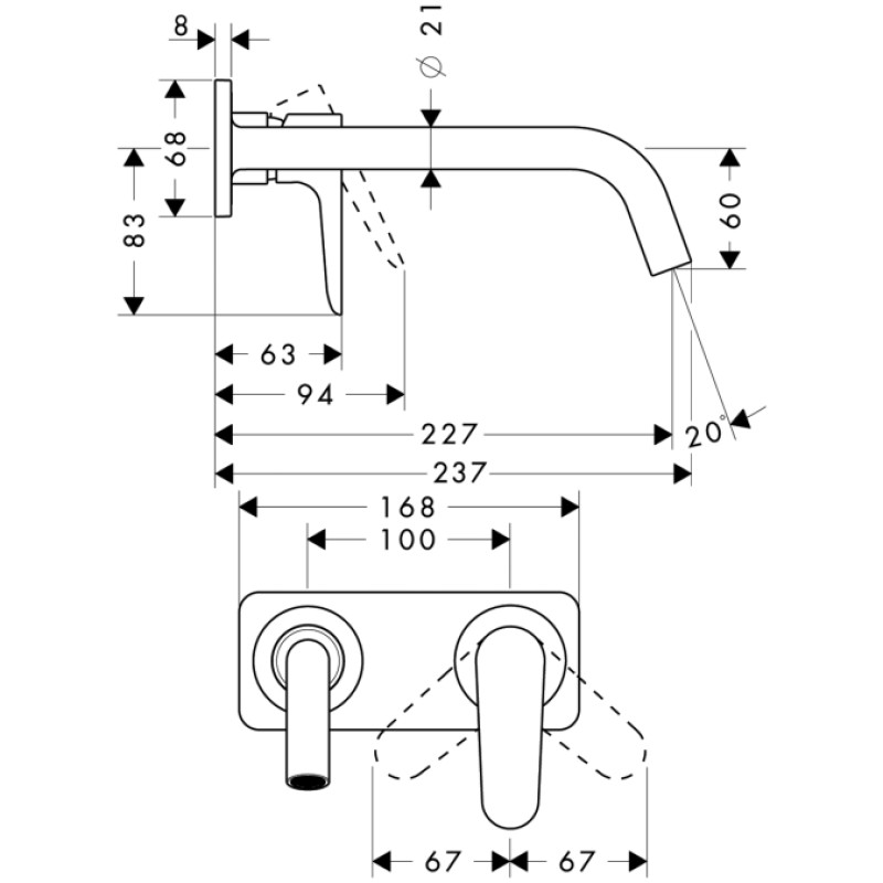 Axor Citterio - змішувач для раковини з довгим зливом HANSGROHE 34115000, (34115000)