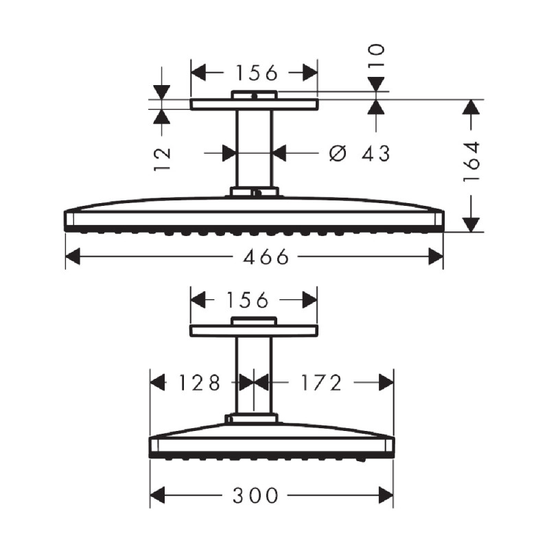 Axor SHOWER SOLUTIONS верхній душ 460*300мм 3jet, поліроване червоне золото, (35281300)