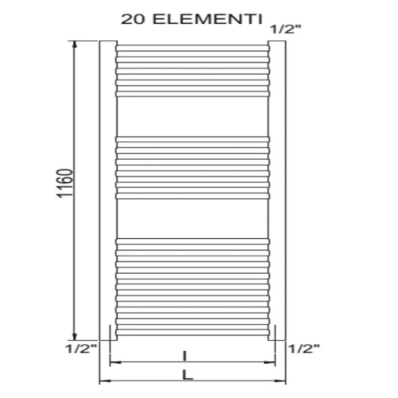 CORDIVARI Рушникосушка RDT Lisa 22 500/1200 білий (3551646101006)
