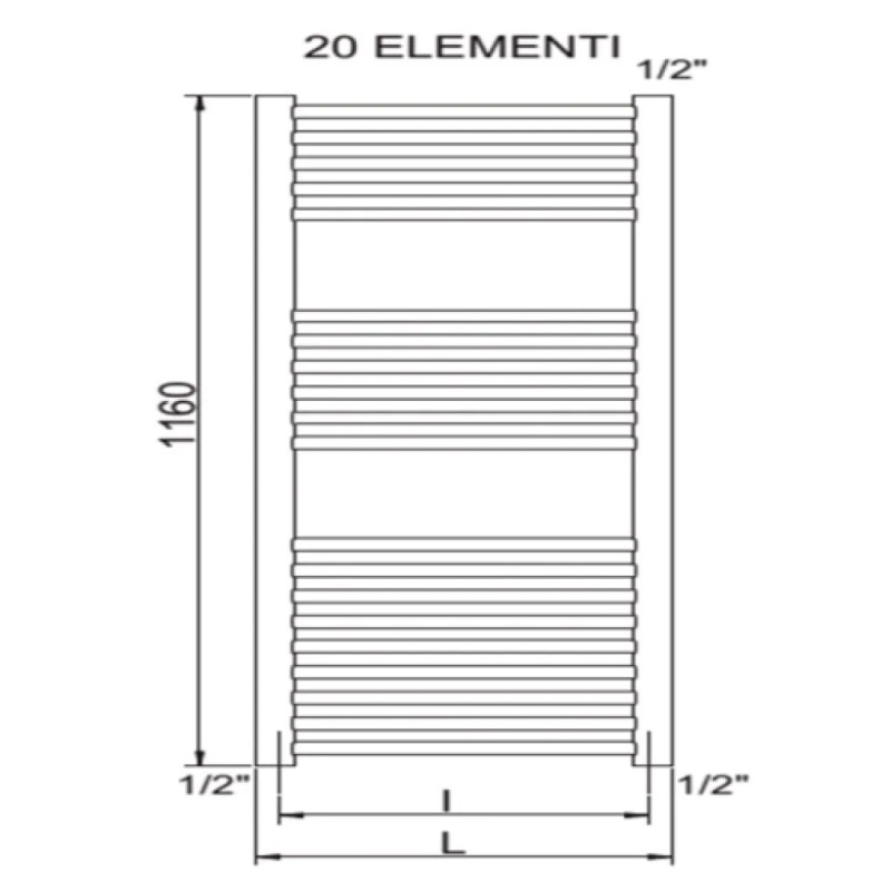 CORDIVARI Рушникосушка RDT Lisa 22 550/1200 білий (3551646101007)