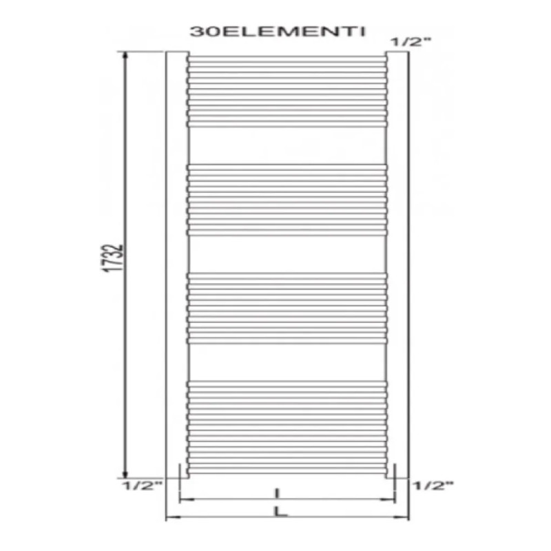 CORDIVARI Рушникосушка RDT Lisa 22 500/1800 білий (3551646101014)
