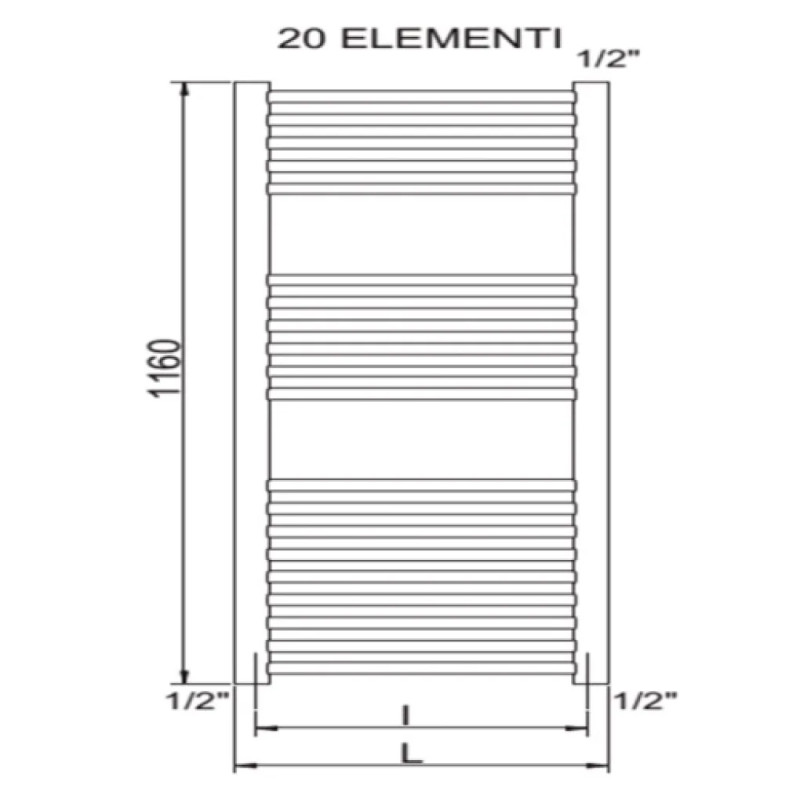 CORDIVARI Рушникосушка RDT Lisa 22 Curvo 500/1200 білий (3551646101046)