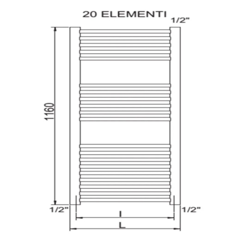 CORDIVARI Рушникосушка RDT Lisa 22 Curvo 550/1200 білий (3551646101047)