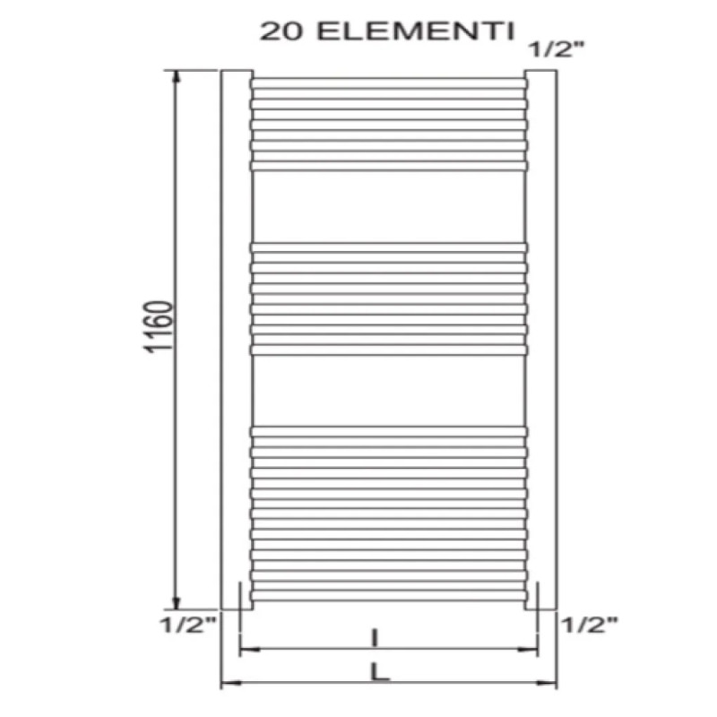 CORDIVARI Рушникосушка RDT Lisa 22 Curvo 600/1200 білий (3551646101048)