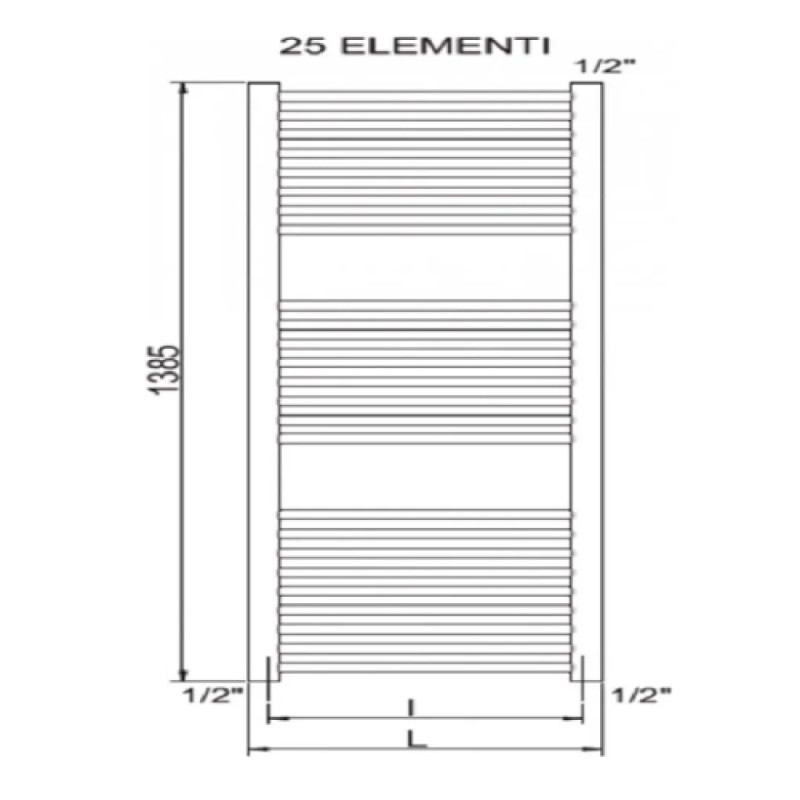 CORDIVARI Рушникосушка RDT Lisa 22 Curvo 550/1400 білий (3551646101051)