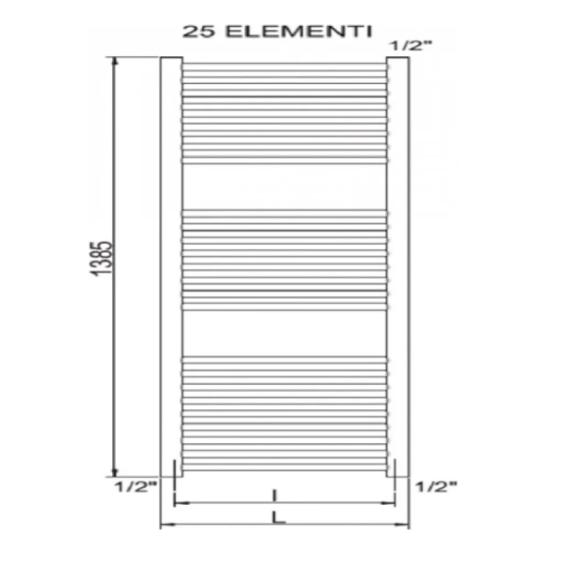 CORDIVARI Рушникосушка RDT Lisa 22 400/1400 білий (3551646101079)