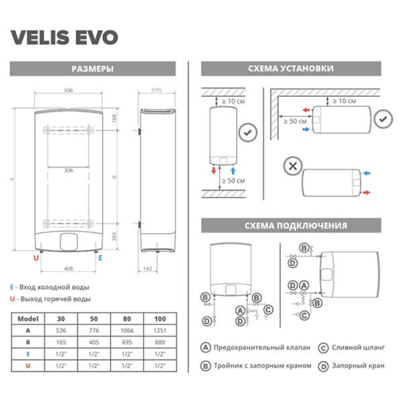 ARISTON Водонагрівач (бойлер) електричний 50 л. VLS EVO 50 EU