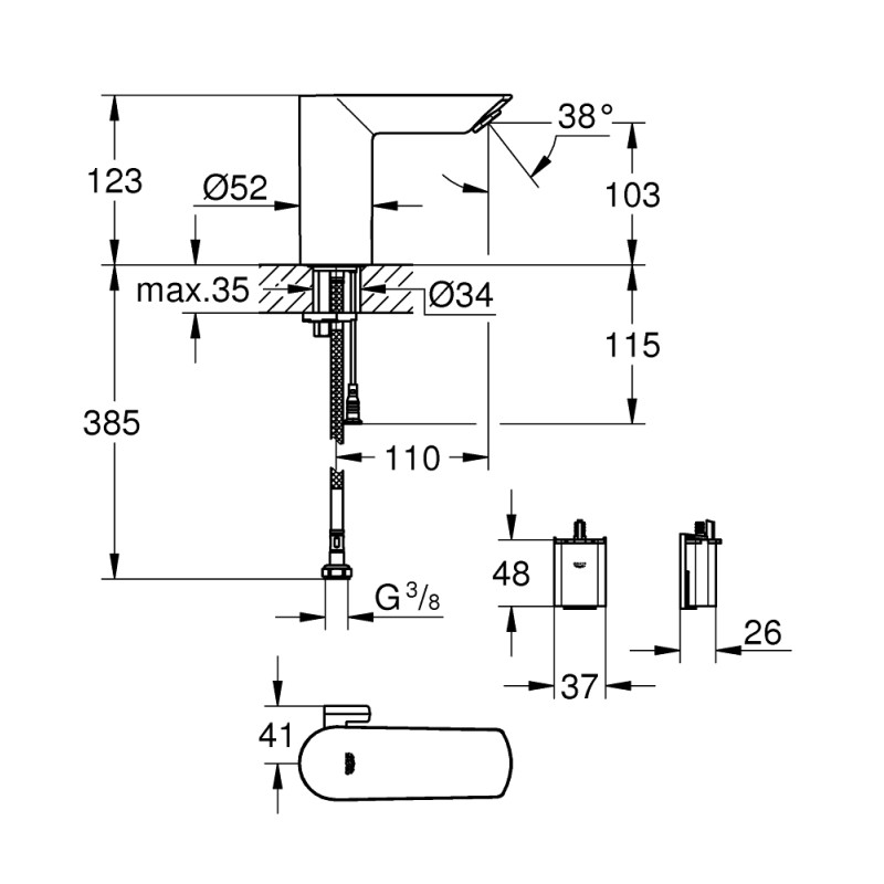 Grohe Змішувач інфрачервоний для умивальника Bau Cosmopolitan E (36451000)