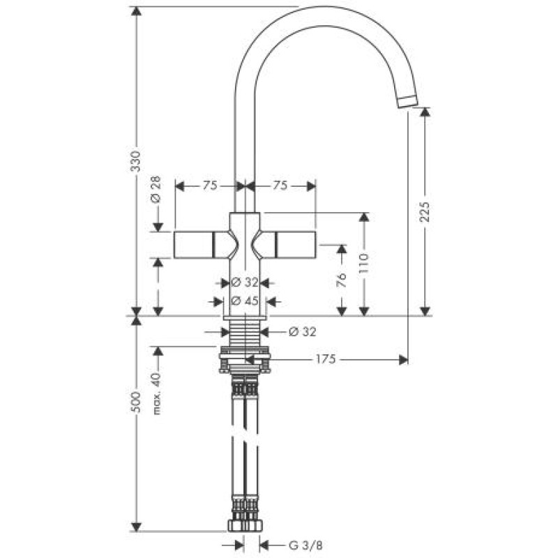 Axor Змішувач для кухні Hansgrohe Uno2 (38040000)