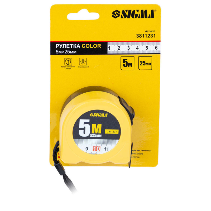 SIGMA Рулетка Color 5м×25мм (3811231)