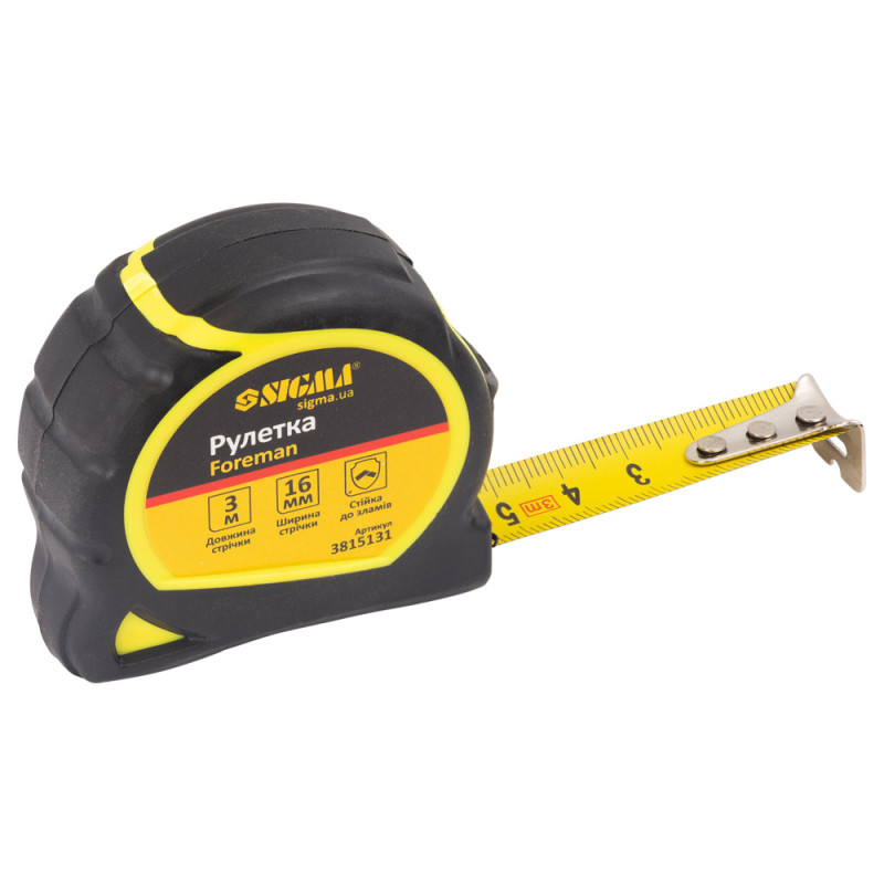SIGMA Рулетка Foreman 3м×16мм без ремінця (3815131)
