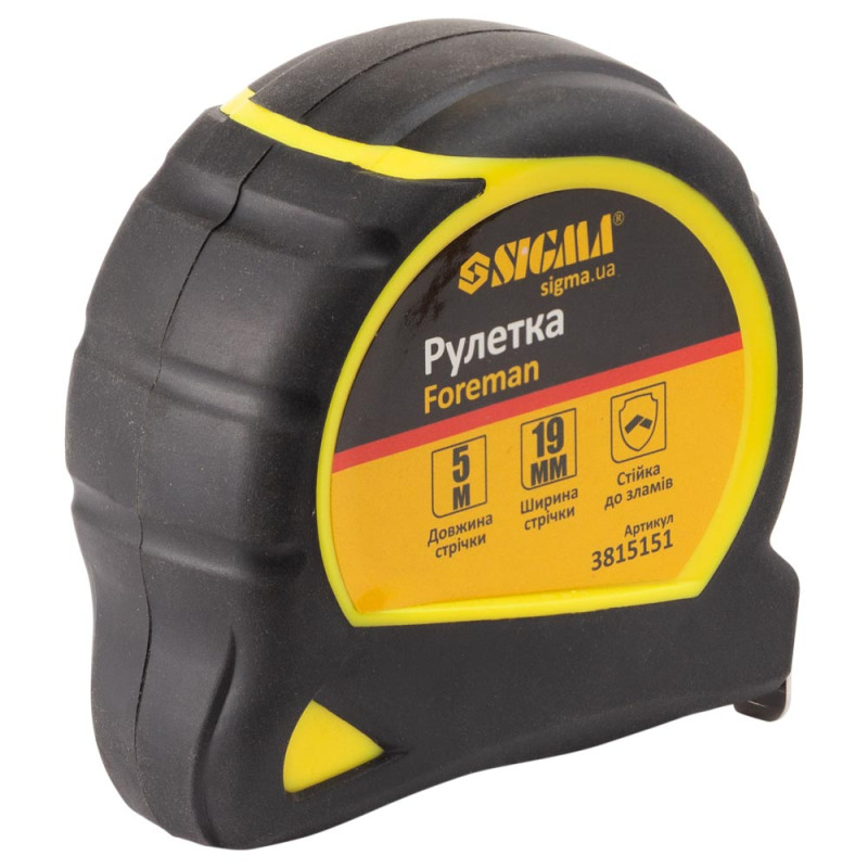 SIGMA Рулетка Foreman 5м×19мм без ремінця (3815151)