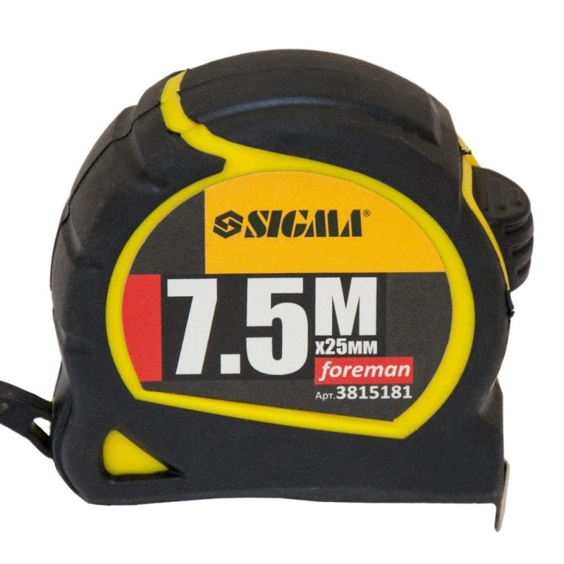 SIGMA Рулетка Foreman 7.5м×25мм без ремінця (3815181)