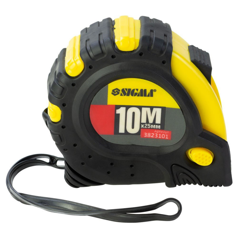 SIGMA Рулетка магнітна фіксатор + гальмо 10м×25мм (3823101)