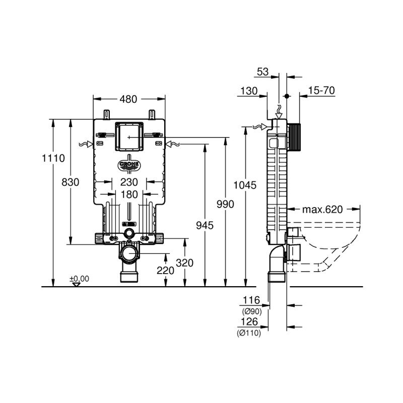 Grohe 38643001 Uniset Інсталяція прихованого монтажу iset Інсталяція прихованого монтажу (38643001)