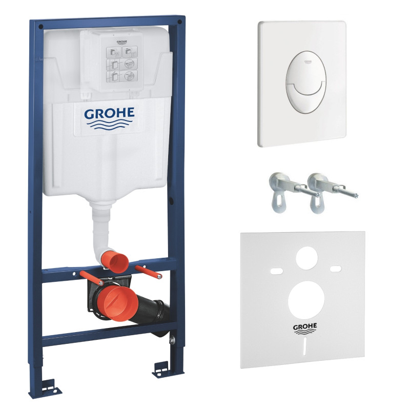 Grohe Інсталяція для підвісного унітазу 4 в 1 Rapid SL + біла кнопка Skate Air (38722001+37131000)