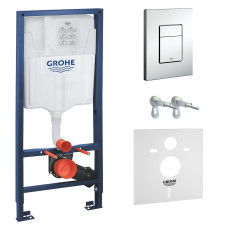 Grohe Інсталяція для підвісного унітазу 4 в 1 Rapid SL + хром кнопка Skate Cosmopolitan (38772001+37131000)