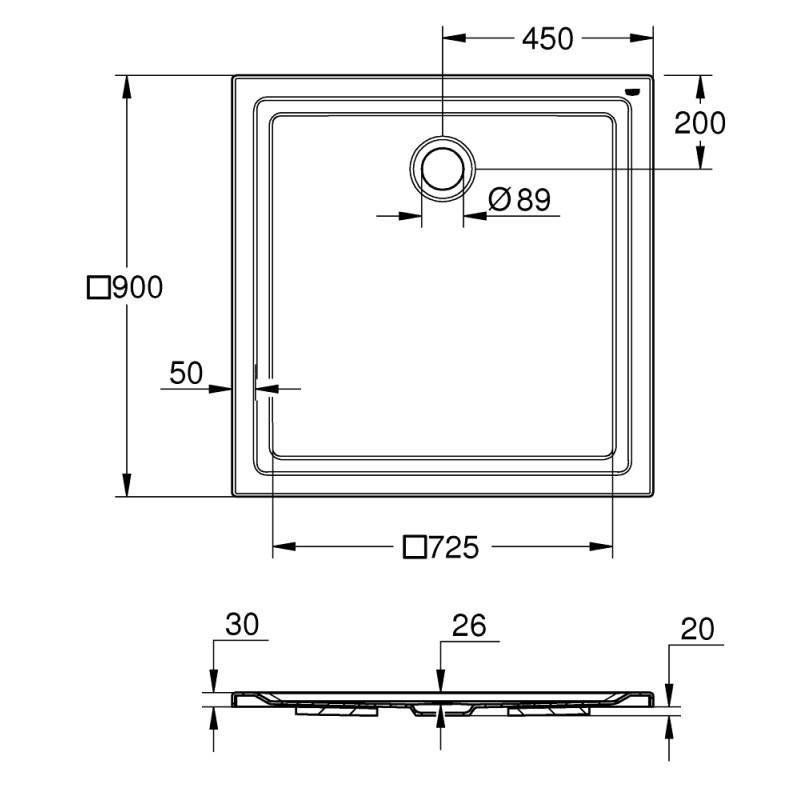 Grohe Душовий піддон 900х900, універсальний, білий (39301000)