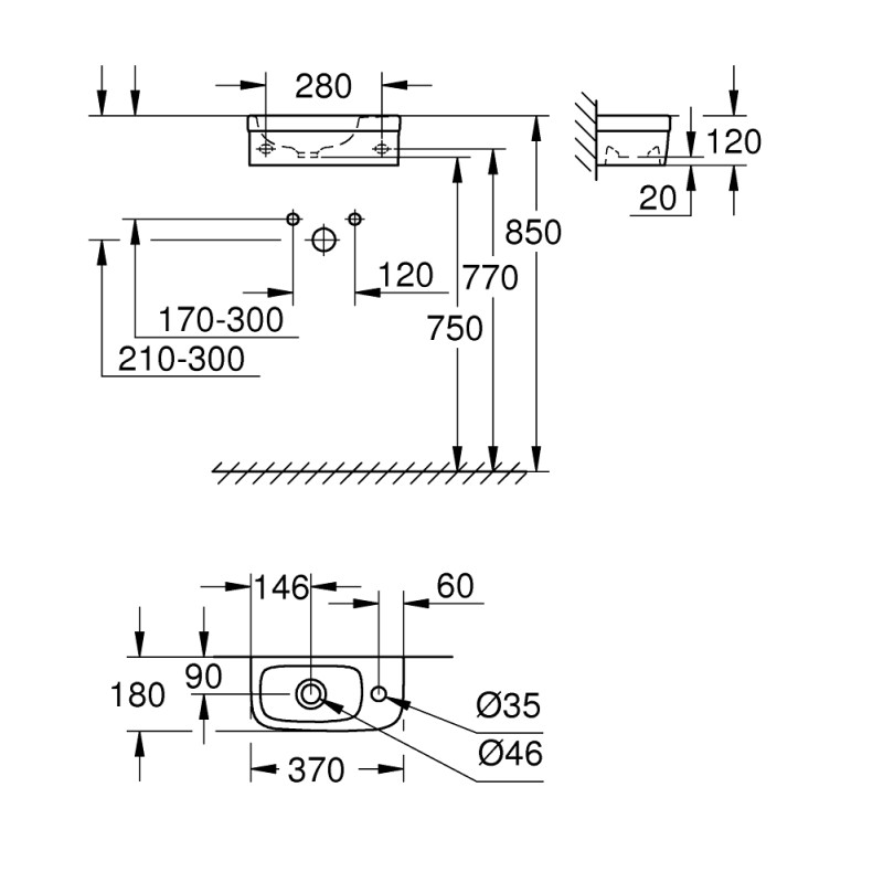 Grohe Euro Ceramic Міні-рукомийник 37см (39327000)