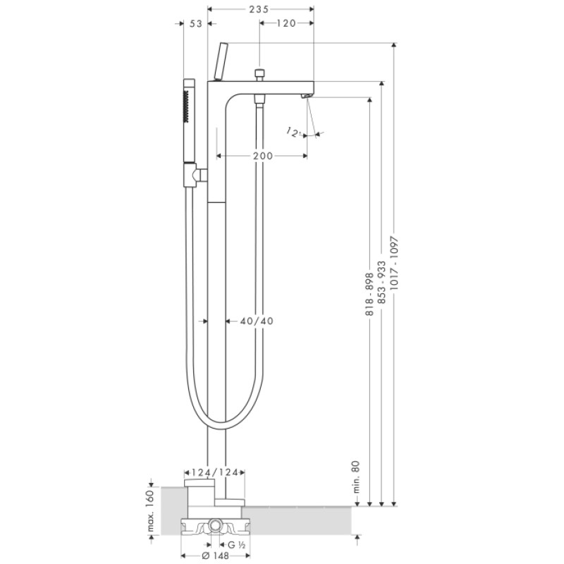 Axor Citterio - змішувач для ванни змішувач HANSGROHE 39451000, (39451000)