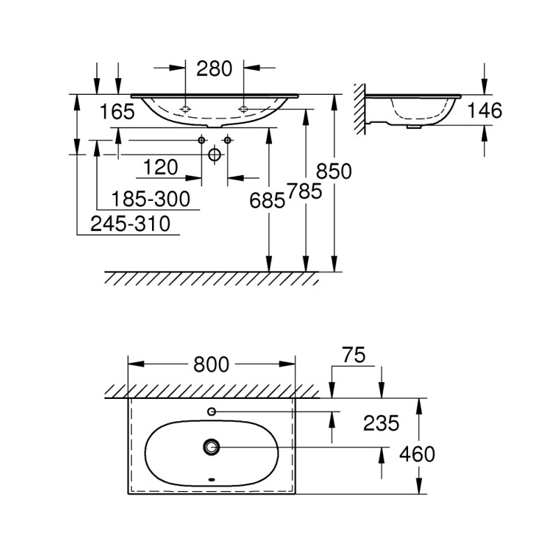 Grohe Essence Раковина для стільниці 800 мм (3956700H)