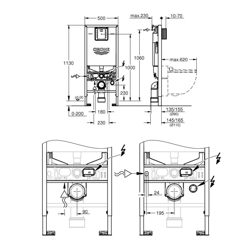 Grohe 39598000 Rapid SLX Інсталяція для унітазу 3в1 pid SLX Інсталяція для унітазу 3в1 (39598000)