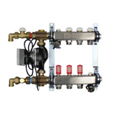 HERZ COMPACTFLOOR Light SK, виконання з насосом з електронним керуванням. 11 відводів. Готовий до монтажумодуль регулювання систем підлогового опалення, підключення знизу з відводомпід кутом 90°. 3E53331