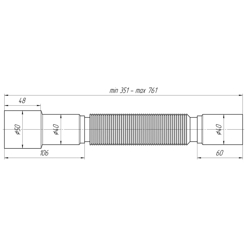 ANI-plast Гнучка труба K406, 40 x 40/50 (351-761 мм)