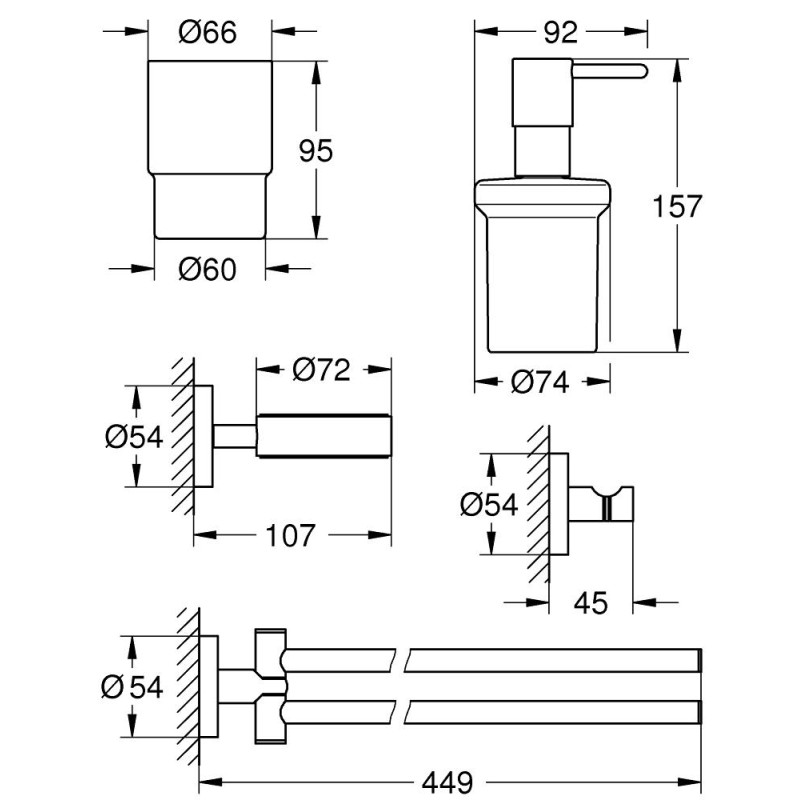 Grohe Essentials Набір аксесуарів 4 в 1 (40846001)