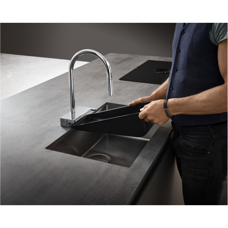Hansgrohe F14 Багатофункцiональний коландер, для кух. мийки, чорний мат, (40963000)