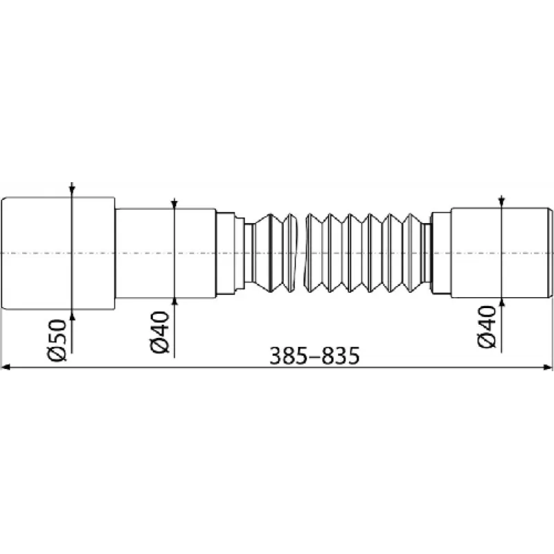 ALCA PLAST сифон A41+А795 Умивальник 1 1/4*d63 нерж.+ гофра 40*40/50 {20} (А41+А795)