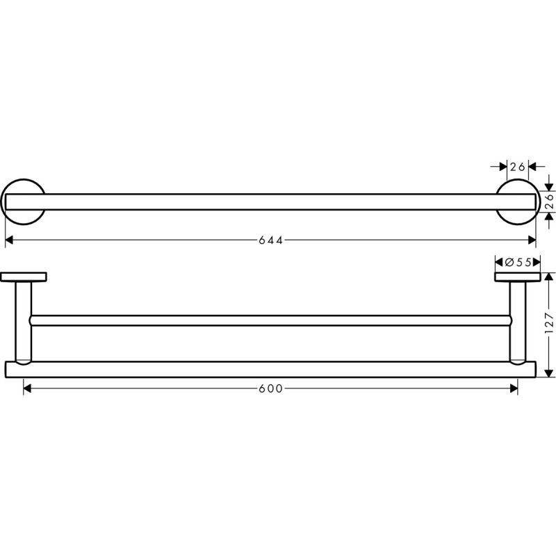 Hansgrohe Logis Тримач рушника60см, подвiйний, хром, (41712000)