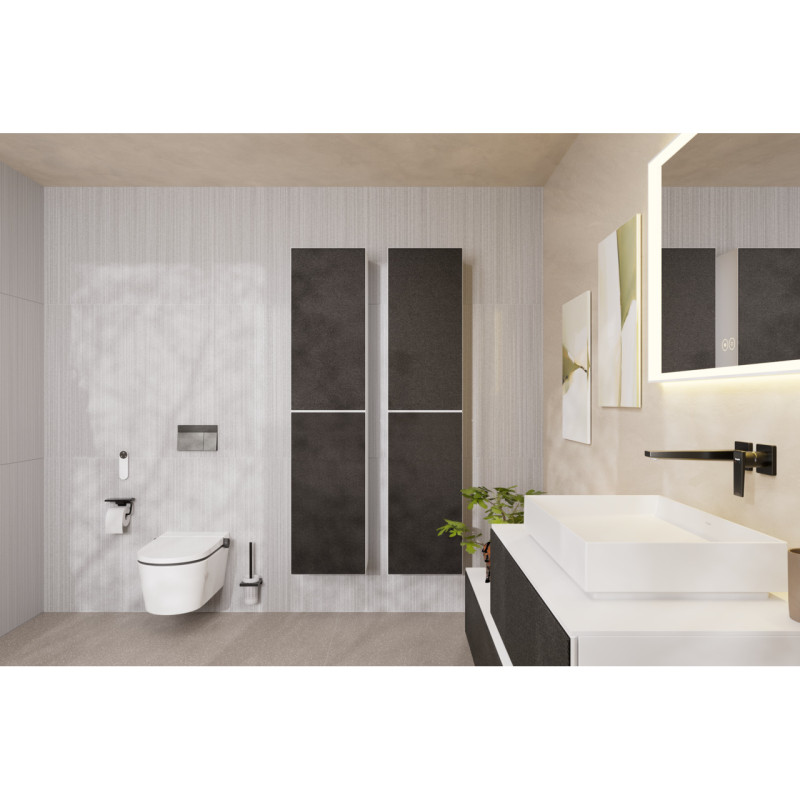 Hansgrohe ADDSTORIS тримач для туалетного папіру з полкою, колір шліфованний чорний хром, (41772340)