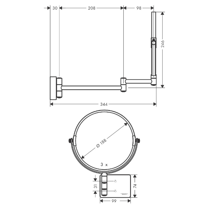 Hansgrohe ADDSTORIS дзеркало косметичне, колір шліфованна бронза, (41791140)