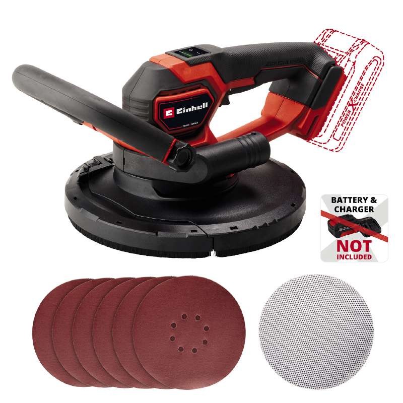 Einhell Шліфмашина для стін акумуляторна TP-DWS 18/225 Li, PXC, 18В, безщіткова, d225мм, 600-1200 об·хвхв, 2.36кг (без АКБ та ЗП) (4259995)