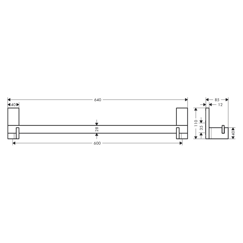 AXOR UNIVERSAL RECTANGULAR тримач рушника 600мм, хром