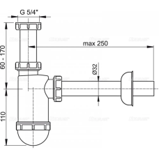 ALCA PLAST сифон A430 Напівсифон 1 1/4, жорстка трубка 32мм {25} (А430)
