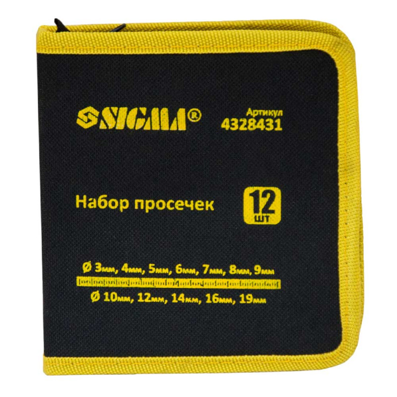 SIGMA Набір просічок 12ед 3-10, 12, 14, 16, 19мм (чохол) (4328431)