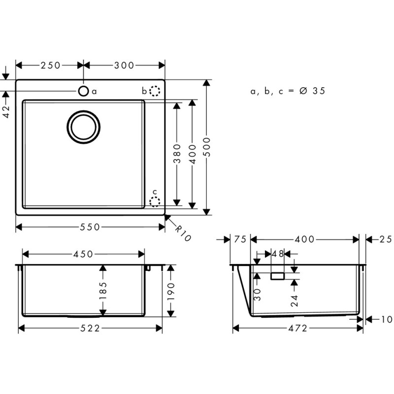 Hansgrohe S711-F450 Мийка для кухні, вбудована, (43301800)