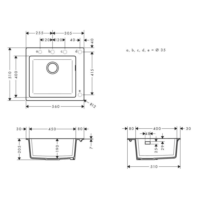 Hansgrohe S510-F450 мийка для кухнi, вбуд., розмiри вирiзу: 54*49см, iз матерiалу Silicatec, колiр чорний графiт, (43312170)