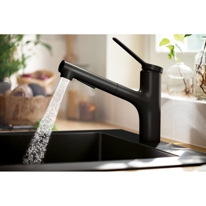 Hansgrohe S510-F450 мийка для кухнi, вбуд., розмiри вирiзу: 54*49см, iз матерiалу Silicatec, колiр чорний графiт, (43312170)
