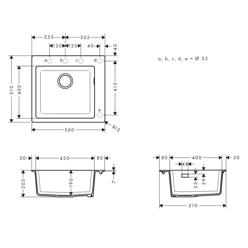 Hansgrohe S510-F450 мийка для кухнi, вбудована, розмiри вирiзу: 54*49см, iз матерiалу Silicatec, колiр свiтлий сiрий, (43312380)