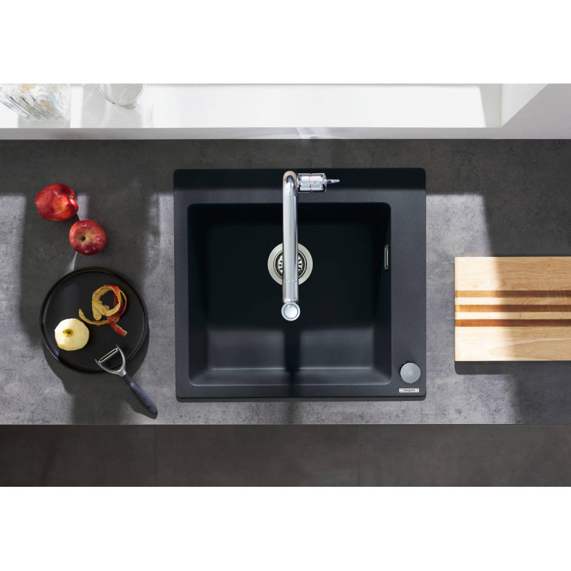 Hansgrohe S510-F450 мийка для кухнi, вбудована, розмiри вирiзу: 54*49см, iз матерiалу Silicatec, колiр свiтлий сiрий, (43312380)