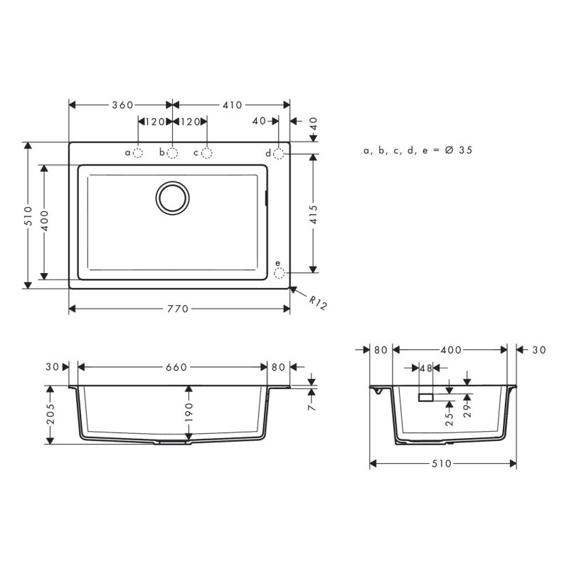 Hansgrohe Кухонна мийка кам`яна 43313170, чорний, (43313170)