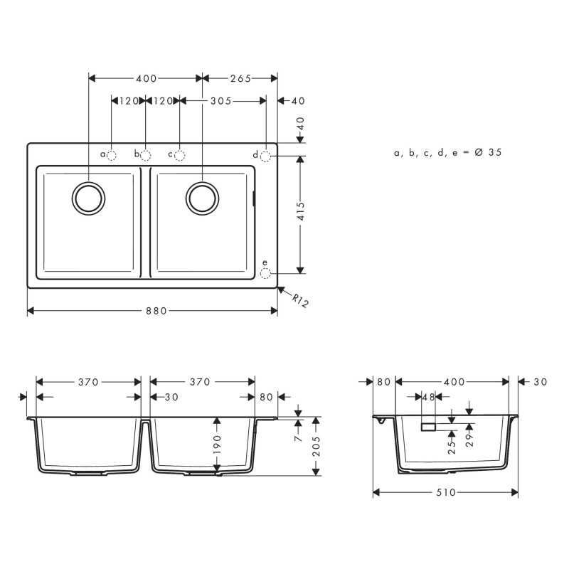Hansgrohe Кухонна мийка кам`яна 43316170, чорний, (43316170)
