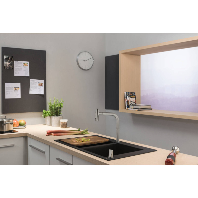 Hansgrohe Кухонна мийка кам`яна 43316170, чорний, (43316170)